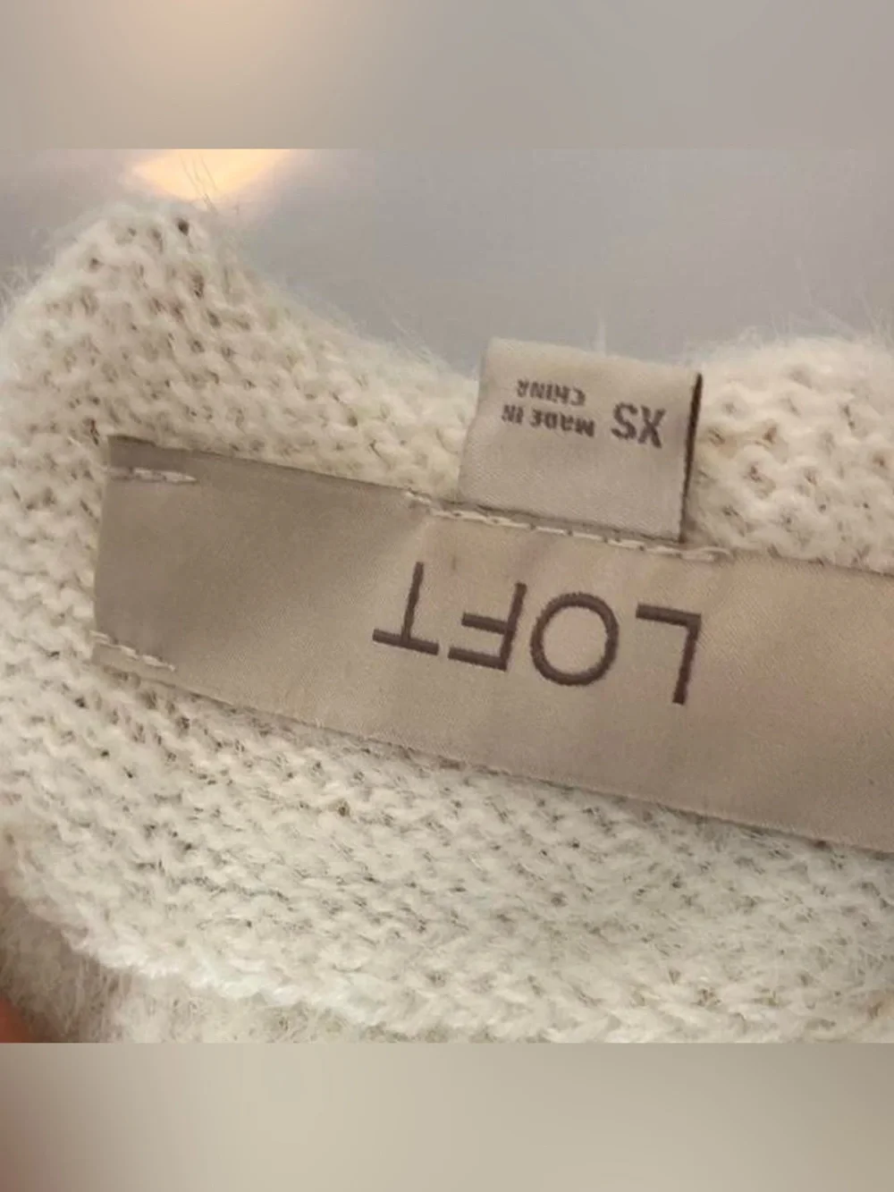 LOFT cream faux fur sweater Size XS #knitwear